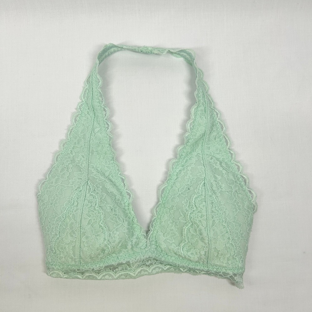 Gilly Hicks Mint Green Floral Lace Halter Bralette – Size Small